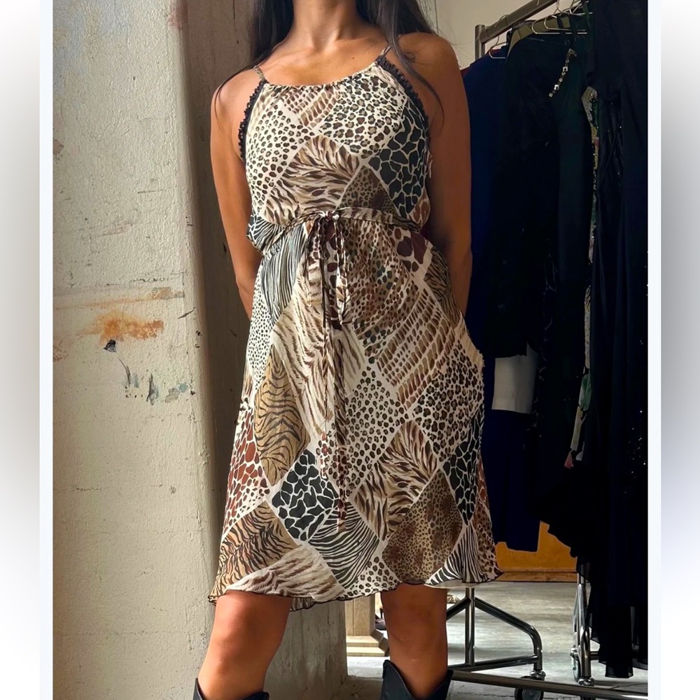 Vintage Moschino Cheap And Chic Silk Animal Print Dress Rare